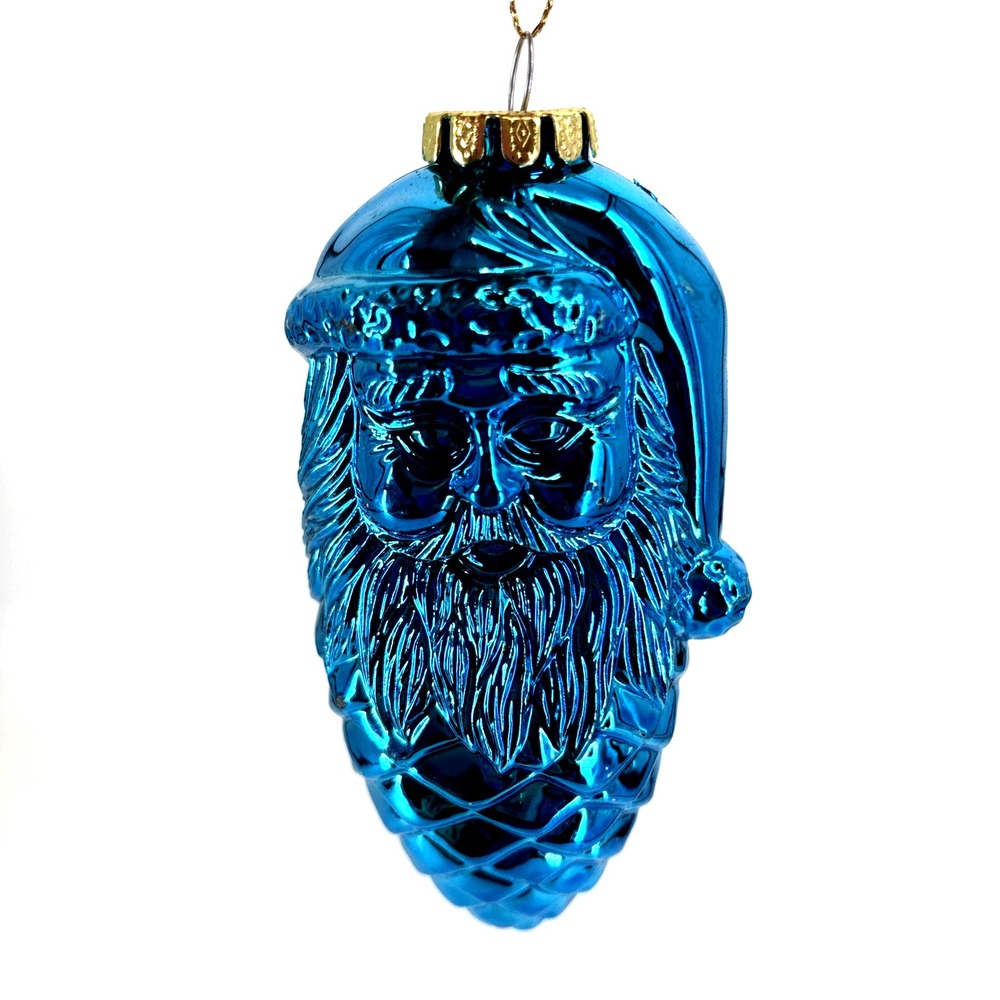 Vintage Santa Ornament Blue Cone Bottom Made in Taiwan 5" Christmas